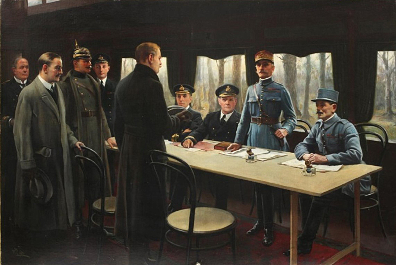 La firma del armisticio. Harold H. Piffard. Dominio Público.